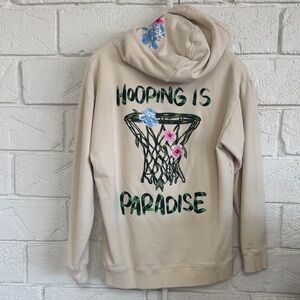 Overtime Hooping is Life Basketball Hoodie Cream Medium